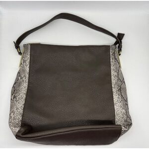 Olivia + Joy Women's Black Faux Leather Snake Print Side Panel Hobo Style Handba